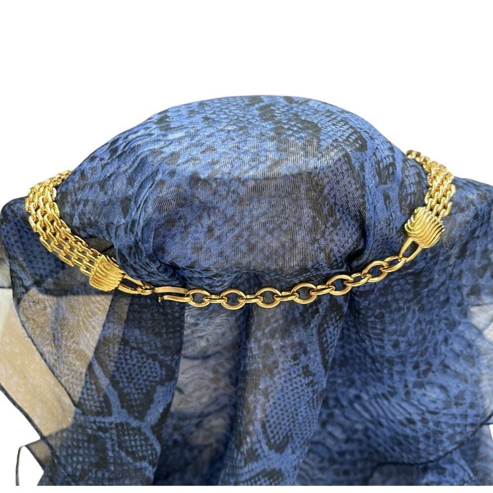 Signed Monet Gold Tone Graduated Mesh Chain Choker Necklace Vintage Collectible - Picture 2 of 6